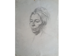 "Женский портрет" бумага карандаш Кондратова О.Е. 1975 год