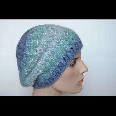 Голубой женский берет из мохера и альпака Vizio Италия 6916 B