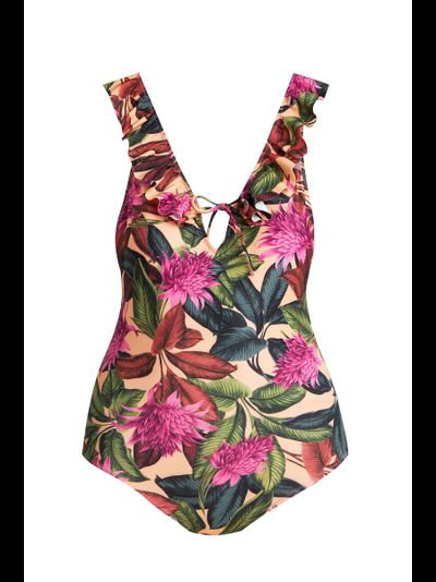 Купальник слитный с рюшами