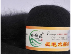 Пух норки Состав: Пух норки - 90% Полиамид - 10% метраж: 350 м вес: 50 г цвет черный