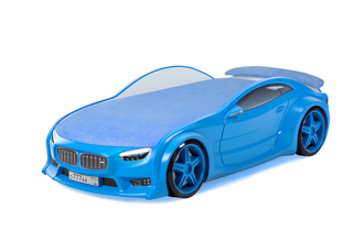 Кровать-машина объемная "BMW" (синий, матрас стандарт)