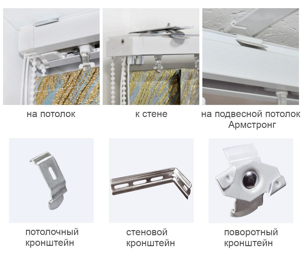 Варианты крепления вертикальных жалюзи