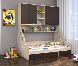 Кровать Дельта-21.01 с антресолью  (цвета в ассортименте) 1,2м