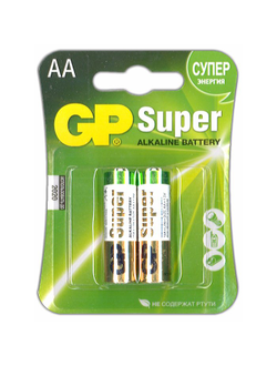 Батарейка AA щелочная GP Super Alkaline LR6 в блистере 2шт