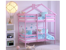Кровать-домик 2х ярус с оригинальной крышей  "Массив 008"