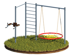 Спортивный комплекс 5 в 1 - Лестница, Турник, Брусья, Пресс, Подвес для качелей (UK-070)