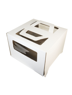 Коробка для торта с ручками с/о (белая, Т22В), 240*240*200мм