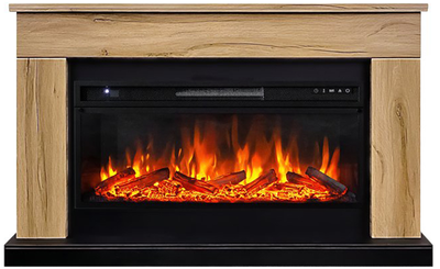 Линейный электрокамин Bergen дуб галифакс с очагом Vision 42 LOG LED