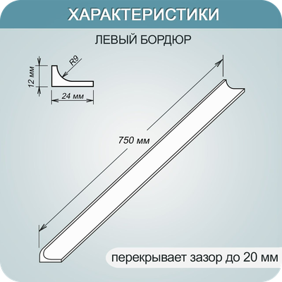 Акриловый плинтус бордюр для ванной BNV ГЛ24 12х24х750мм Бежевый левый