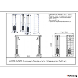 Блочный кинезиотренажер Биотонус-3+шведская стенка AR087 3х2400