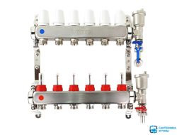 Коллекторный блок нерж в сборе с расход. без кранов  8 выходов VIEIR