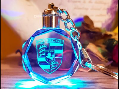 Брелок кристалл с подсветкой с логотипом PORSCHE