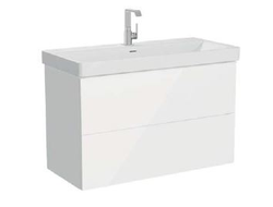 Шкаф Vitra Metropole Pure с раковиной, c 2 ящиками, с подсветкой в верхнем ящике, 100 см, цвет глянцевый белый, 67333