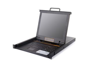 Выдвижная LCD KVM консоль с монитором Kinan 17&quot;, PS/2+USB, Клавиатура Ultra-Slim, Тачпад, TFT-дисплей, 8 портов DVI, каскадное подключение до 256 устройств, разрешение до 1280x1024 75Hz,  локальная (без удаленного доступа через интернет) (LD2708)