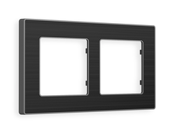 Рамка 2-ая Черное стекло шлифованное/Сталь, коллекция ARCTIC - Ambrella Volt - ALFA