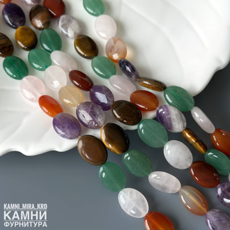 Микс камней овалы 18х12,7-13 мм, цена за нить 19 см
