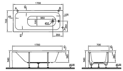 Ванна Vitra Optimum Neo, 170х70 см, 64530001000