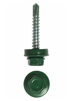 Саморез кровельный шестигранная головка 8, 4.8*29мм RAL 6005 Зелёный мох, упаковка 100шт