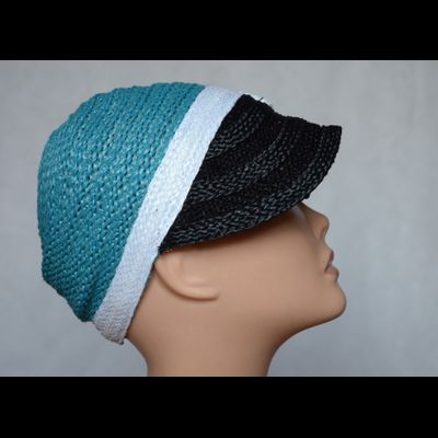 Модная бейсболка с бантом и вуалью Италия Vizio 5712 мятная с черным козырьком