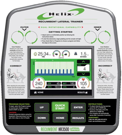 Горизонтальный 3D велотренажер Helix HR3500 Touch