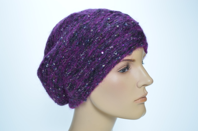 Фиолетовый женский берет вязаный Италия