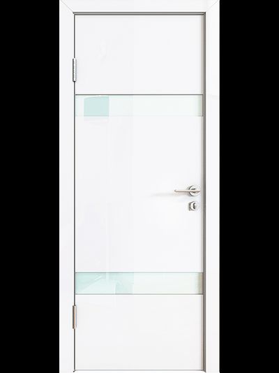 Глянцевая белая дверь GL2 с белыми стеклами