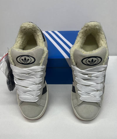 Adidas Campus 00s Crystal White Core Black с мехом