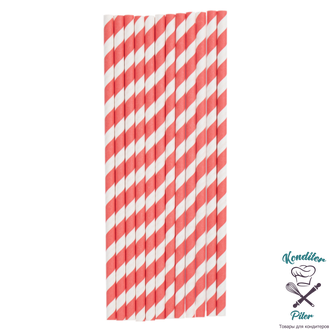 Трубочки бумажные Красные 6 мм, 50 шт