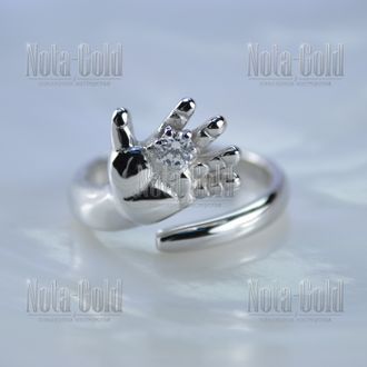 Серебряное кольцо ручка младенца серебро 925 пробы с фианитом
