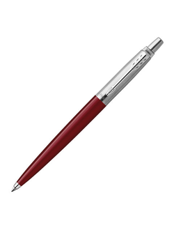 Ручка шариковая PARKER "Jotter Plastic CT", корпус сталь + красный пластик, синяя, R0033330