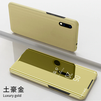 Зеркальный чехол-книжка для Xiaomi Redmi Note 8 (золотой)