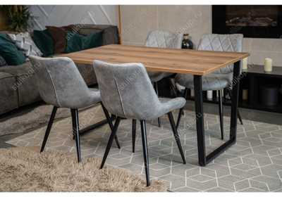 Стол Лота Лофт 120 25 мм дуб делано темный / черный матовый