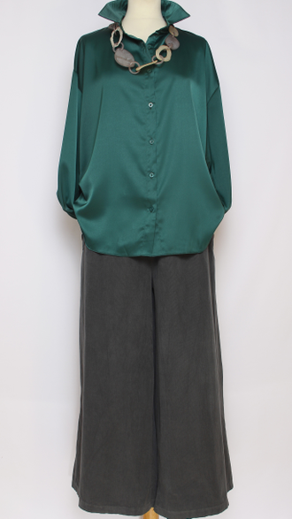 РУБАШКА БОХО "ШЁЛК  КЛАССИКА" синяя р.48,50,54, малахит р.48,50,52,54, фуксия р.48,50,52