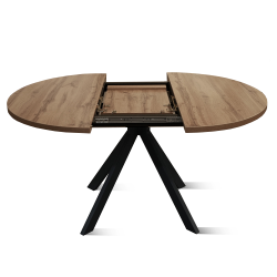 МАКАО Стол обеденный раздвижной,1100/1500х1100х32мм, ЛДСП Дуб Вотан/черный 15