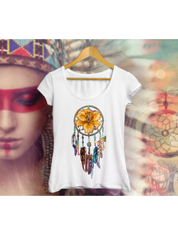 Печать на белой майке "Ловец снов"