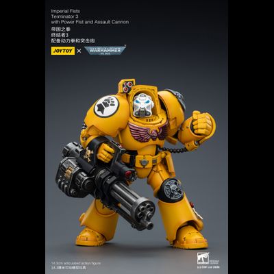 Терминатор Имперских Кулаков (Warhammer 40K) - КОЛЛЕКЦИОННАЯ ФИГУРКА 1/18 Imperial Fists Terminator with Power Fist and Assault Cannon (JT03172) - JOYTOY