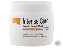 Маска кератиновая для восстановления волос после горячей сушки Lolane Intense care keratin repair mask. 200 мл