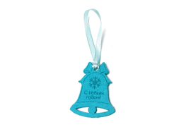 Новогодние колокольчики, Однослойный фетр, лого - насечка лазером, Подвеска из тесьмы