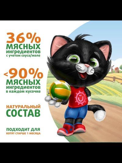 Ферма кота Федора влажный корм (пауч) для котят, с ягнёнком кусочки в желе 85 г