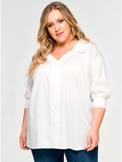 Стильна блуза - рубашка (хлопок) ЛТ 1619501 белый. Размеры: 52-78.