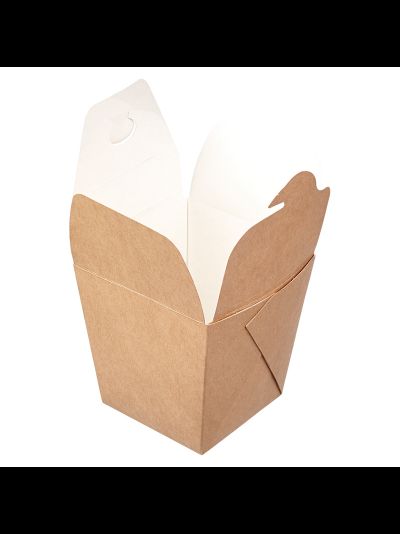 Коробка для лапши/вок 560 мл (крафт/бел)