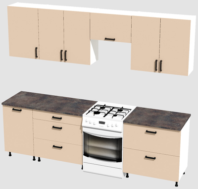 Кухня Эконом 2,1 метра (1300х800) Цвет: Фон бежевый/Фон бежевый