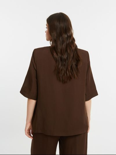 Жакет летний с коротким рукавом, коричневый