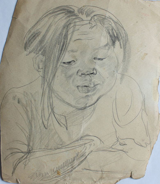"Женский портрет" бумага карандаш Бетехтин О.Г. 1972 год