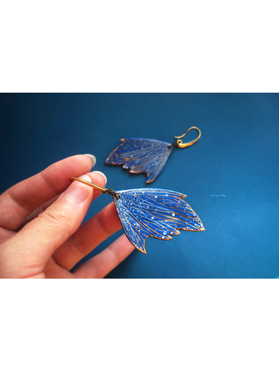 "Вавилонский мотылёк", крупные серьги-крылья авторской работы