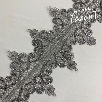 Тесьма плетенная с глиттером, цв. Серебро № 3329