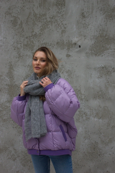 Серый вязаный шарф палантин Визио Италия зима 2023