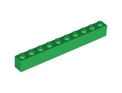 Brick 1 x 10, Green (6111 / 4109822 / 4159943 / 4248728 / 4529156 / 611128 / 6249998)