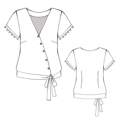 Выкройка блузки с асимметричной застежкой (PDF, размеры 42-52)