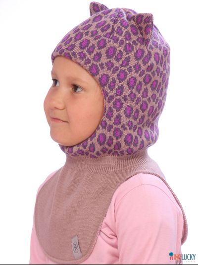 Шапка-шлем  20101-08, цвет пудровый,сиреневый р. 50-52